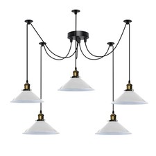 Image of Pendant Light 5 Head 22cm Cone Metal Shade E27 Adjustable 2M Cable Ceiling Lamp