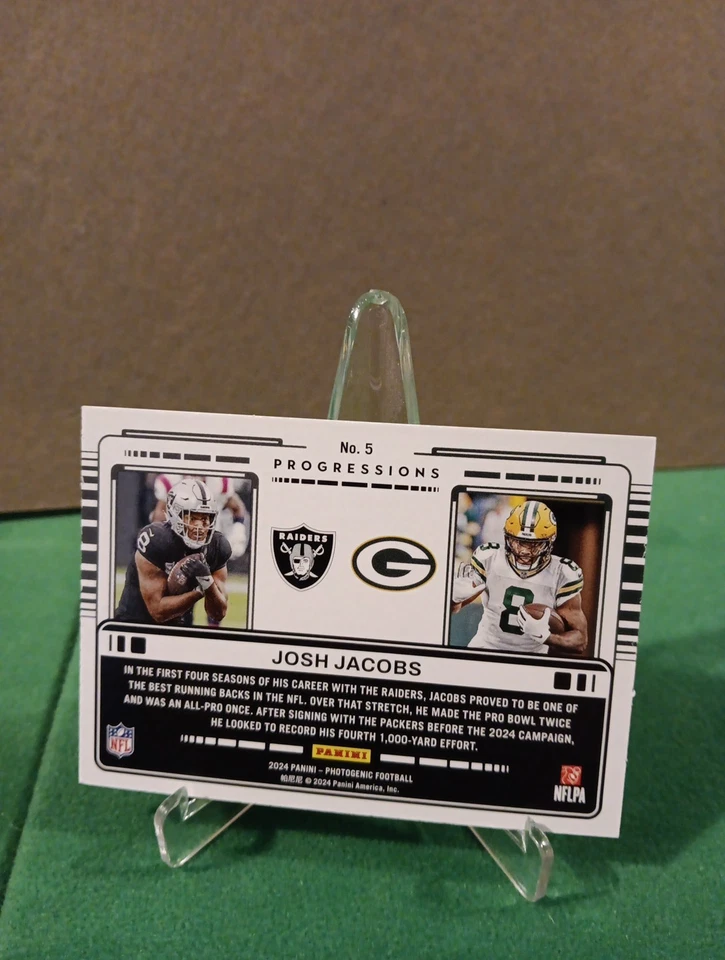 2024 Panini Photogenic JOSH JACOBS PROGRESSIONS ORANGE SP 11/25 Raiders/Packers - Image 3 of 3
