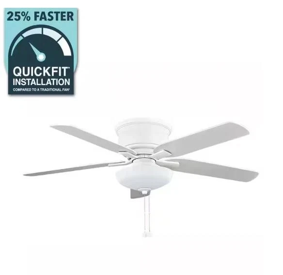 Hampton Bay Holly Springs 52" LED Ceiling Fan Low Profile Matte White Light Kit - Image 2 of 4