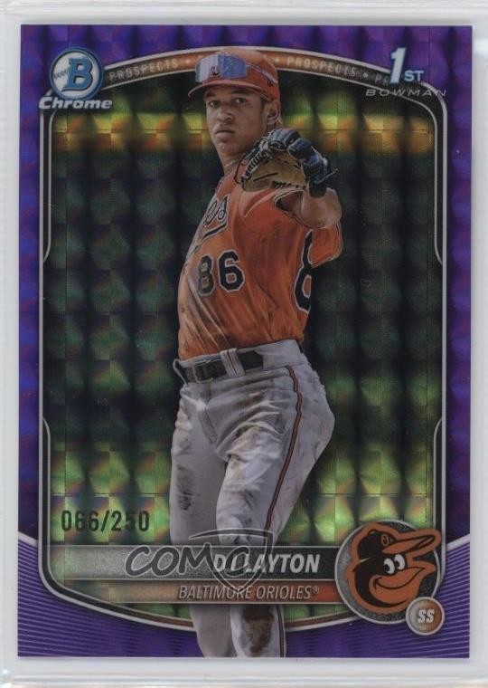 2025 Bowman Chrome Prospects Purple Geometric Refractor 66/250 DJ Layton 1ce8