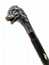 Antique Brass Wolf Designer Victorian Handle Head Wooden Walking Stick Cane gift