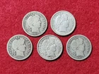 1914 P D & S Silver Barber 10c Dime Lot of 5 Coins Good VG & VF