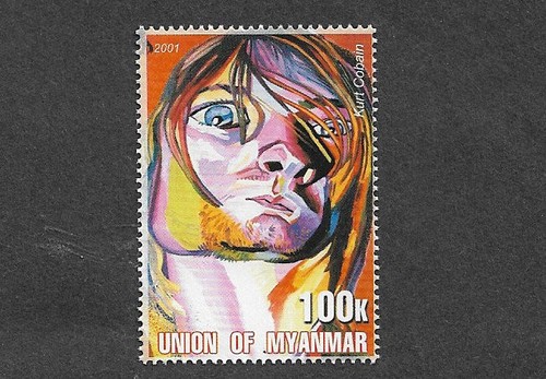 CURT COBAIN NIRVANA STAMP GROUP POP ROCK MUSIC ART MNH MYNMAR 2001