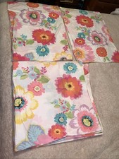 Pottery Barn Teen Big Bloom Pink Aqua Floral Full/ Queen Duvet Set 2 Shams