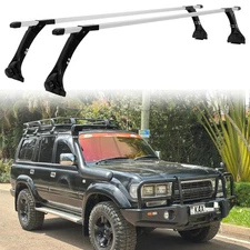 For Toyota Land Cruiser 63" Rain Gutters Roof Rack Cross Bars Cargo Bike Carrier