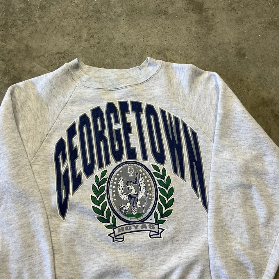 Vintage Georgetown Hoyas 80s Sweatshirt Crewneck Mens Medium Gray University USA - Image 3 of 4