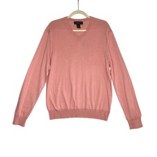 The Bloomingdale's Cashmere Blend V-Neck Pullover Sweater Men Sz L Peach Classic