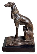 Vintage Bronze Metal Greyhound Whippet Dog Statue Figurine - 7.5 Tall 4.4lbs Vintage Bronze Metal Greyhound Whippet Dog Statue Figurine - 7.5 Tall 4.4lbs