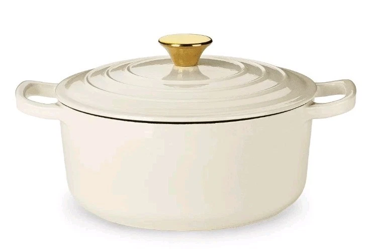 CAROTE 4.5 Qt. ~ Enameled ~ Cast Iron DUTCH OVEN ~ Induction Compatible ~ WHITE