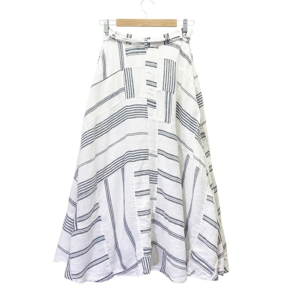 Maxi Falda Polo Ralph Lauren Patchwork Rayas Lino Blanco Azul Para Mujer’s Talla 0 Foto 4 de 4