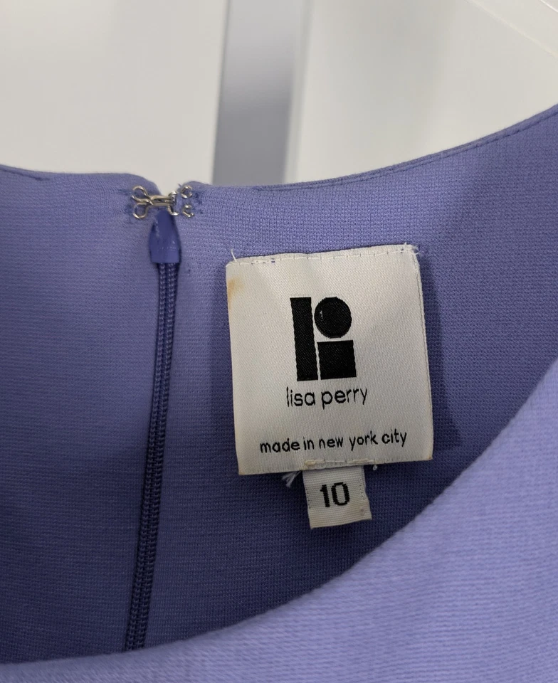 Vestido Lisa Perry Mod Estilo Años 60 Púrpura Amarillo Bloque de Color Círculo Bodycon NYC US 10 Foto 4 de 4