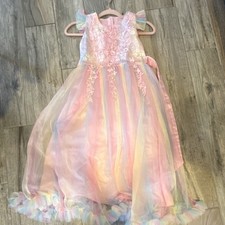 Girls Ball Gown Dress Tulle Multicolor Pink Floral Ruffle Princess Party Long
