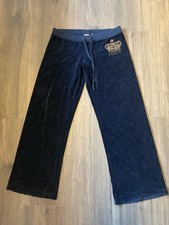 Juicy Couture Velour Lounge Pants Navy Blue Embroidered Logo Size L