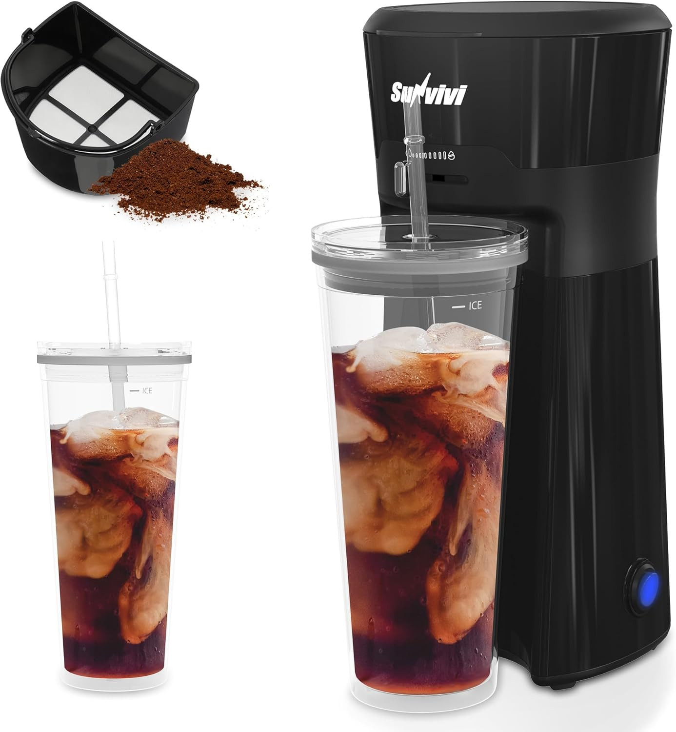 For Ground Coffee, Cold Brew Tea Maker With Reusable Cof