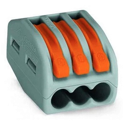 WAGO 222-413 Push-In Connector,Gray,0.81'',600V 798HP1