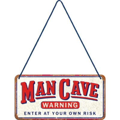 Nostalgic-Art - Man Cave Warning - Hängeschild 10 x 20 cm, Retro Deko Art