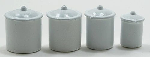 Dollhouse Miniatures 1:12 Scale Canister Set, White, 4 Sets #IM65560
