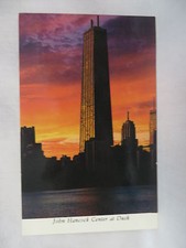 VINTAGE PHOTO POSTCARD THE JOHN HANCOCK CENTER AT DUSK CHICAGO ILLINOIS 1974