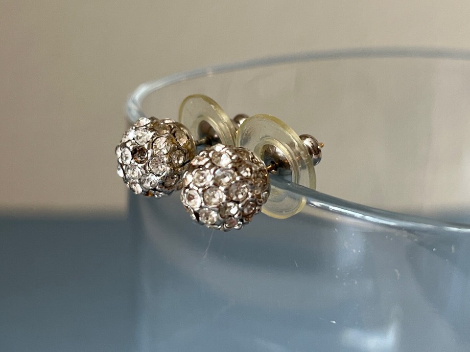 Vintage Crystal Rhinestone Round Ball Statement Stud Post Earrings | eBay