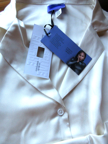 FUTURE COLLECTIVE K.B. BROWN x TARGET SIZE M SILKY BLOUSE NWT CREAM BUTTON FRONT - Picture 3 of 6