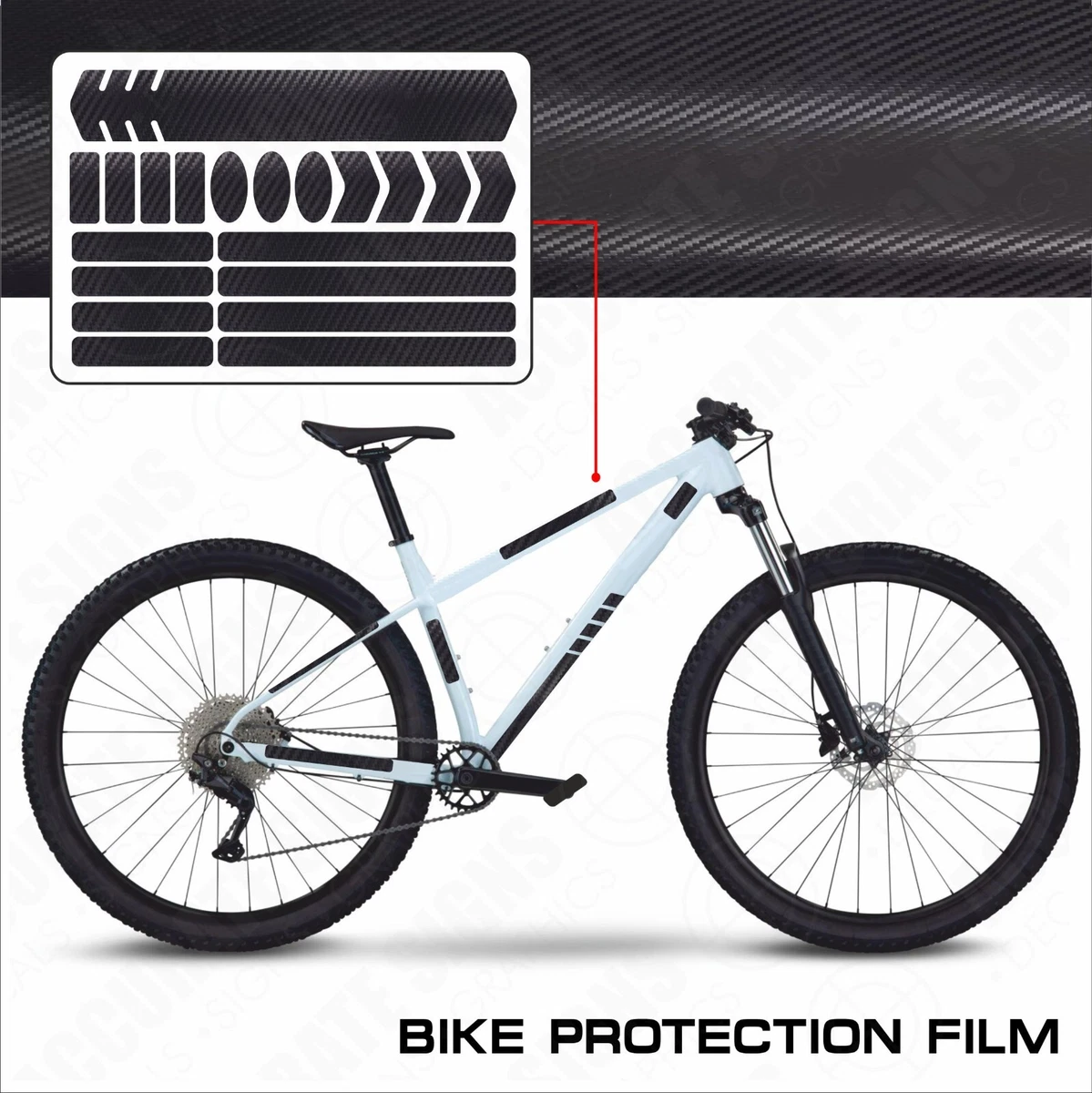 CNCLOL Pellicola Protezione Telaio Bici,Adesivi Protezione Telaio MTB-Pellicola Protettiva Vernice 3m,Carbonio Proteggi Telaio per Gravel/Auto/Moto/ebike/Elettrica/Bici da Corsa Paratelaio..5k