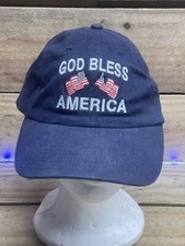God Bless America Hat Cap Blue embroidered USA flag