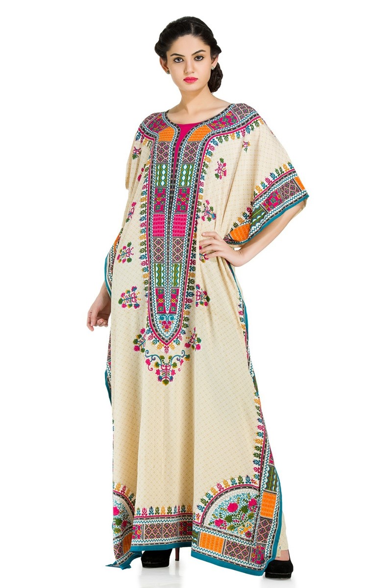 kaftan dress embroidered Burgundy Frill Sleeve A Line Embroidered V Neck Turkish Kaftan Gown 42 main image 1