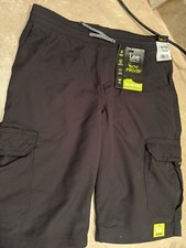LEE Boy Proof Black Polyester Water Repellant Pull-On Cargo Shorts Boys 14R