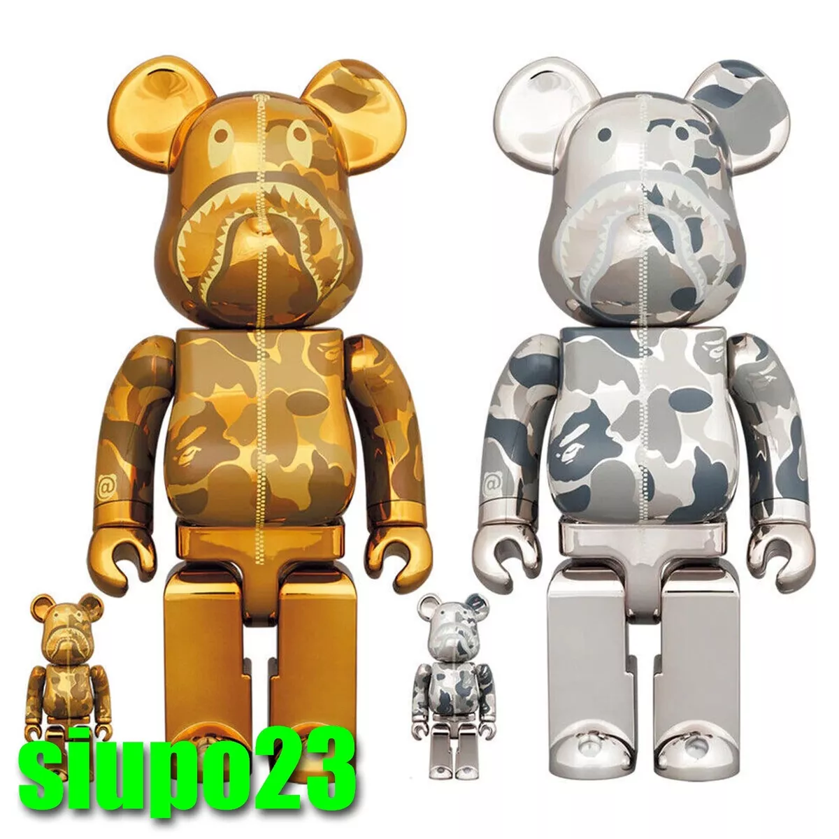 Medicom 400% + 100% Bearbrick ~ A Bathing Ape Be@rbrick Camo Shark