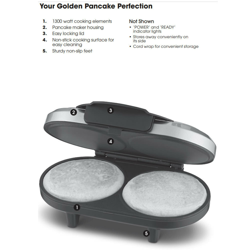 Kambrook Golden NonStick Electric Large Pancake Maker/Hot Cake