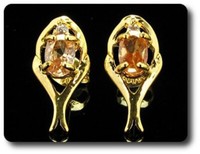 Ohrringe Saphir Orange 2X7 Mm Vergoldet 18