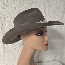 Akubra Snowy River Grey Cowboy Hat Pure Fur Felt Leather Vintage Western Cowboy