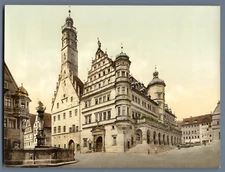 Rothenburg o/T. Town Hall. PZ vintage photochromic, Germany photochromic, vi