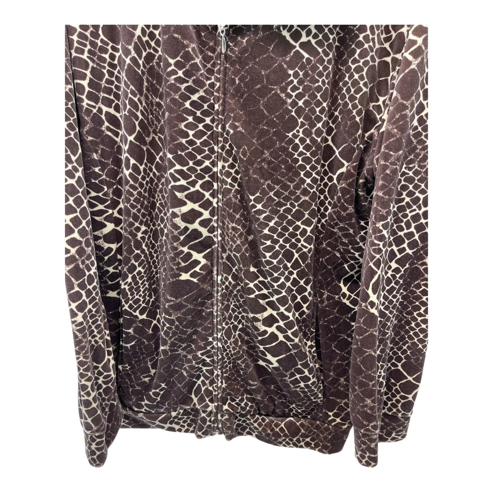 Chaqueta Jane Ashley para mujer estilo de vida informal 2XL patrón de cocodrilo marrón con cremallera Foto 2 de 4