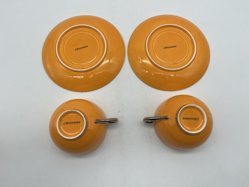 Juego Retro Naranja Taza Platillo Crema Y Azúcar Borde Dorado Christiano - Imagen 7 de 24