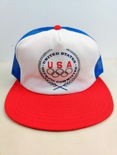 Vintage United States USA Olympic Committee Trucker Hat Snapback Cap