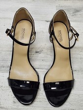Michael Kors Heels Women 8.5M Black Patent Simone Mid Sandals