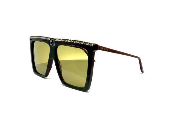 Gucci GG 0733S 005 Dark Green Brown Square Sunglasses New  display picture 2