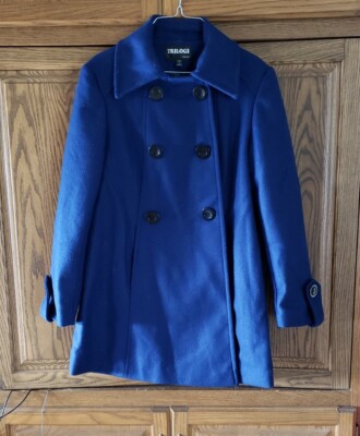 VINTAGE TRILOGI COLLECTION BLUE PEA COAT SIZE MISSY M
