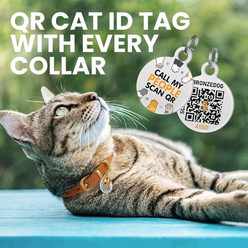 Adjustable Black & Gold Leather Collar for Cats & Mini Dogs with Safety Bells - Picture 5 of 9