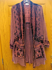 Sole Ballare Long Cardigan Velvet Chenille Sequined Flowers Made in Italy O/S