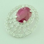 14k Solid White Gold Natural Oval Ruby & Diamond Pendant Cocktail 3.56  Carats — photo 7