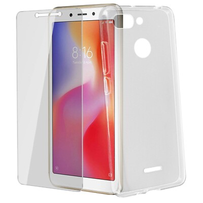 For XIAOMI REDMI 6 / 6A A TEMPERED GLASS SCREEN PROTECTOR + CLEAR SILICONE CASE