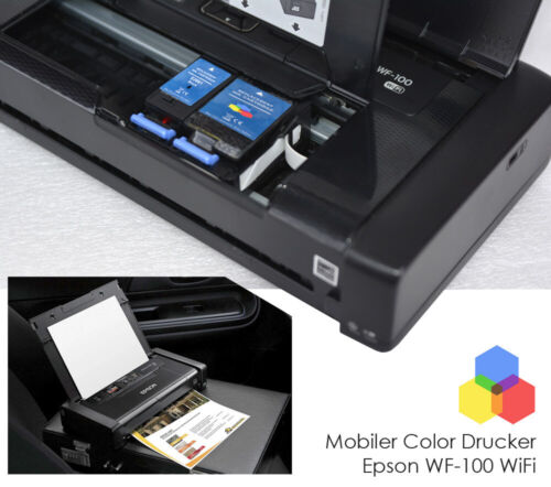 Epson Wf-100w Wifi USB Compact Printer Windows 10 11 Android iPhone + 2x Set Ink - Picture 3 of 4