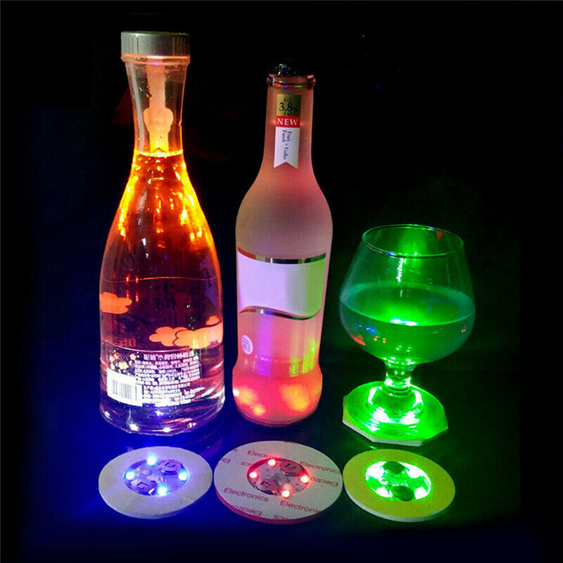 5X LED Licht Untersetzer Ultradünne Blinkende Farbwechsel Mehrfarbig Tasse  Dekor