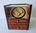Case w/ Drawer for 2 Watches Automatic Dual Rosewood Watch Winder Rotation