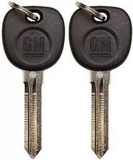2 NEW Uncut OEM Cadillac GM Transponder Chip Ignition Keys 23372322 GM Logo Key