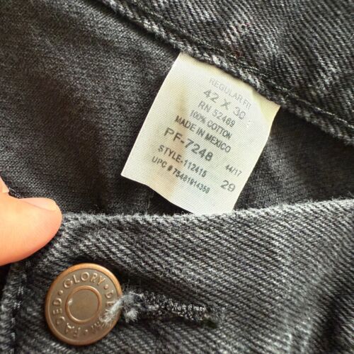 Vintage Faded Glory Regular Fit Denim Punk Jeans Mens - Size 42x30 Black - Picture 2 of 6