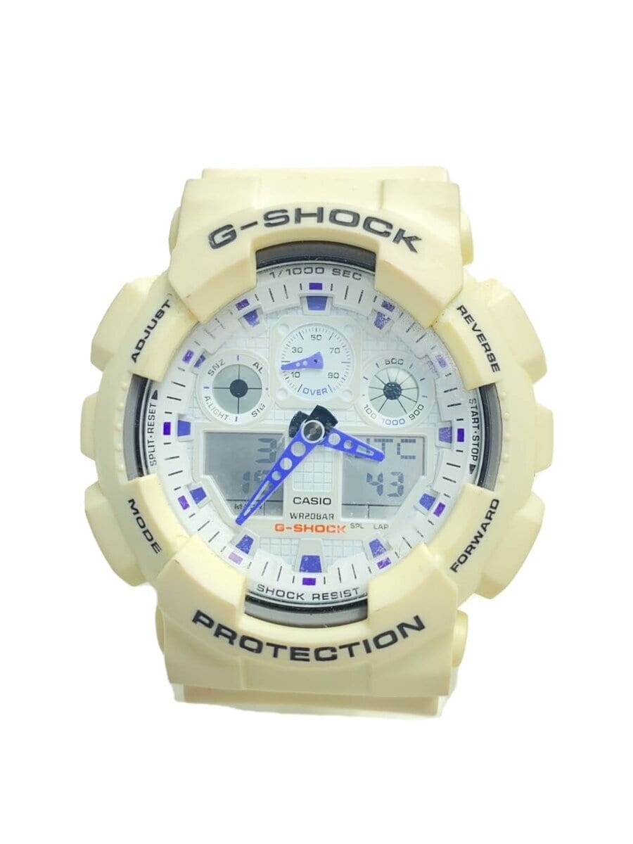 CASIO G-SHOCK GA-100A-7AJF White Resin Quartz Digital Analog Watch 
