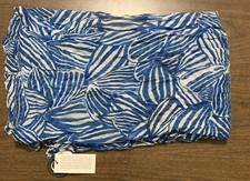 Dupatta Designs Hand Printed Scarf Sz. OSFA NEW Blue/White